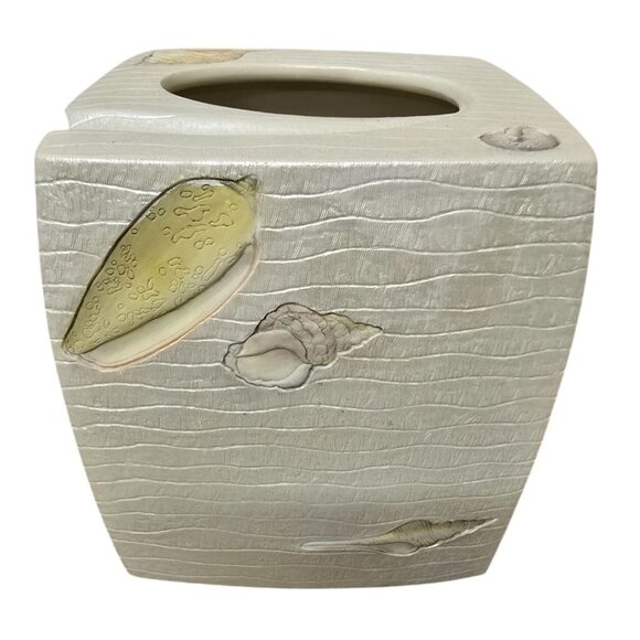 Croscill Home Beach Nautical Seashell Design Square Tissue Box Cover - Picture 3 of 8